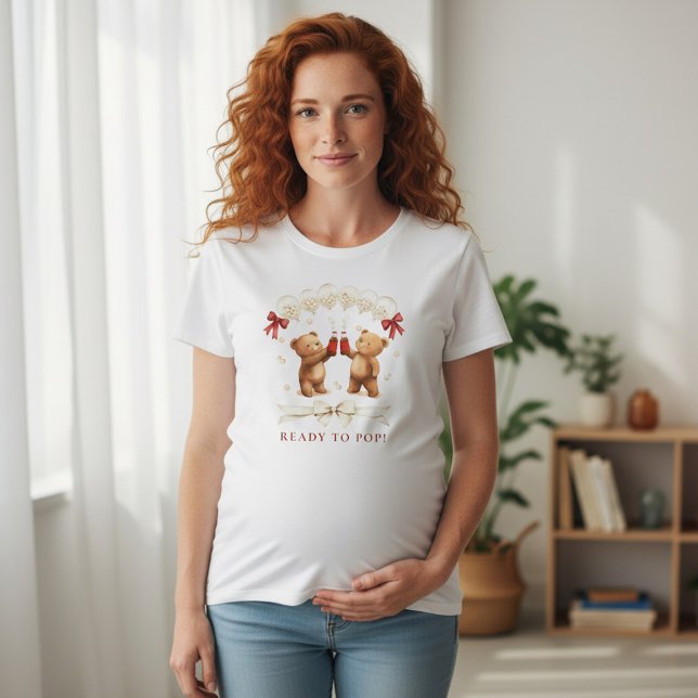 Ready to Pop Bear Baby Shower T-Shirt (Créateur téléchargé)