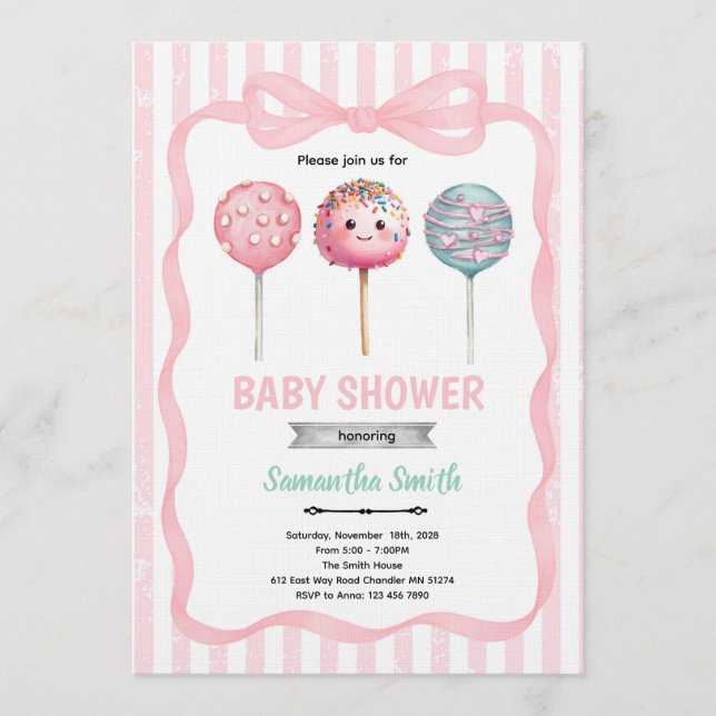 Ready to Pop Cake Pop Shower Invitation (Devant)
