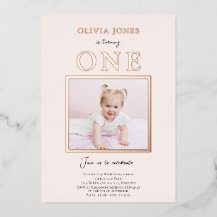 Real Foil, Photo 1er Anniversaire invitation en ro