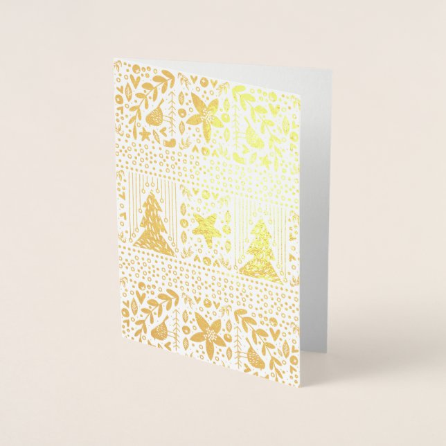 Real Gold Foil Plutôt Festive Bonne Carte de Noël (Devant)