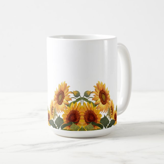 Real Yellow Sunflowers  Mug (Devant droit)