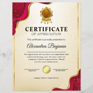 Réalisation Apprécier Gold Blue Certificat