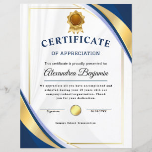 Réalisation Apprécier Gold Blue Certificat