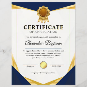 Réalisation Apprécier Gold Blue Certificat