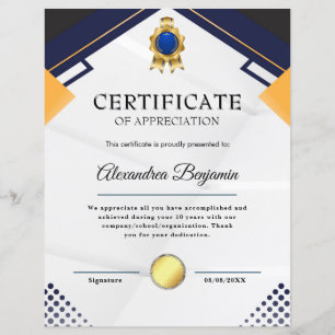 Réalisation Apprécier Gold Blue Certificat