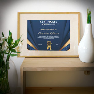 Réalisation de l'appréciation Gold Blue certificat