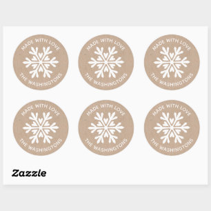 Réalisé avec l'amour Kraft Snowflake Sticker de No