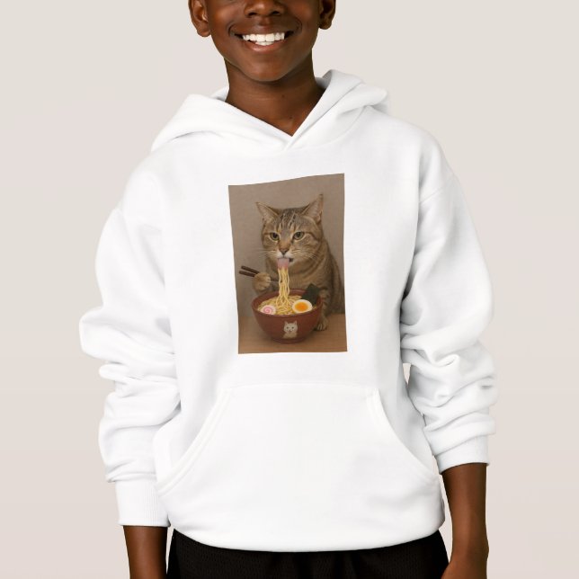 Realistic Funny Cat Eating Ramen | Graphic Tee (Devant)