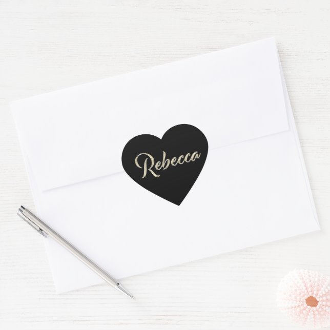 Rebecca white gold Handwriting Autocollant coeur (Enveloppe)