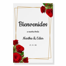 Réception Bienvenue Mariage Roses Rouges Espagnol 