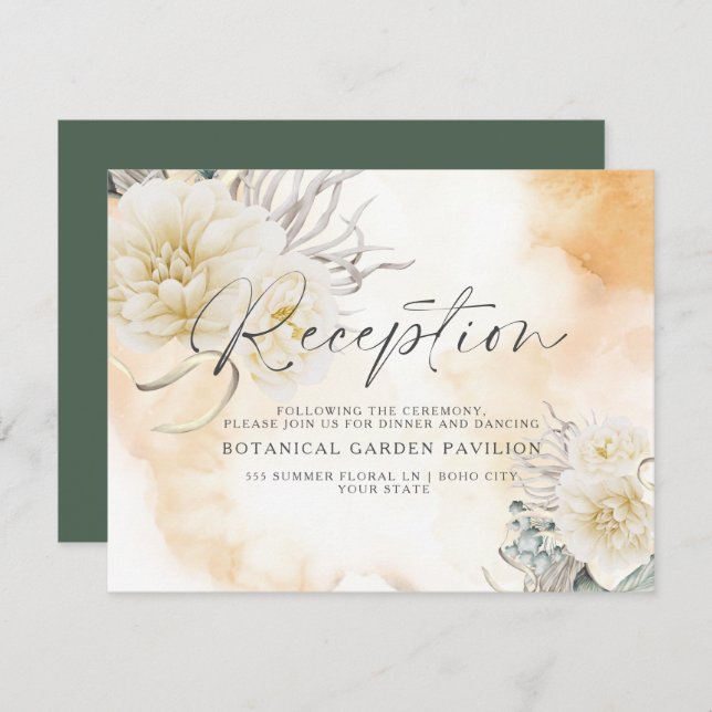 Réception Chic Goldenrod Floral Aquarelle (Devant / Derrière)