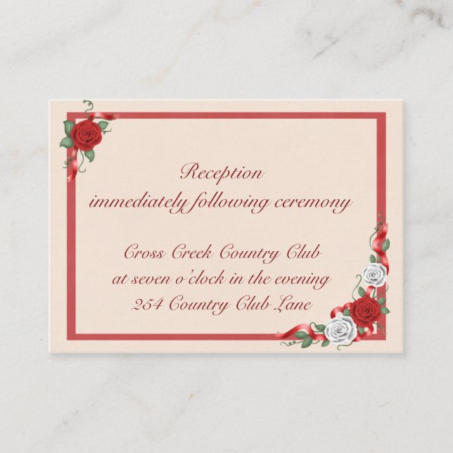 Réception de la Faire-part de mariage de roses rou (Devant)