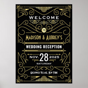 Réception de mariage Art Déco Affiche de bienvenue