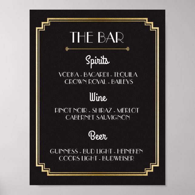 Réception de mariage Art déco Gold Bar des années  (Devant)