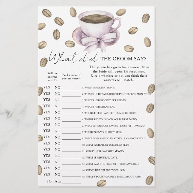 Réception de mariage Coffee & Bow Que dit le marié (Devant)