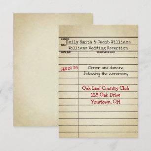 Réception de mariage de la carte de bibliothèque r