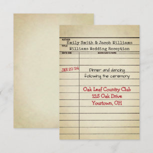 Réception de mariage de la carte de bibliothèque r