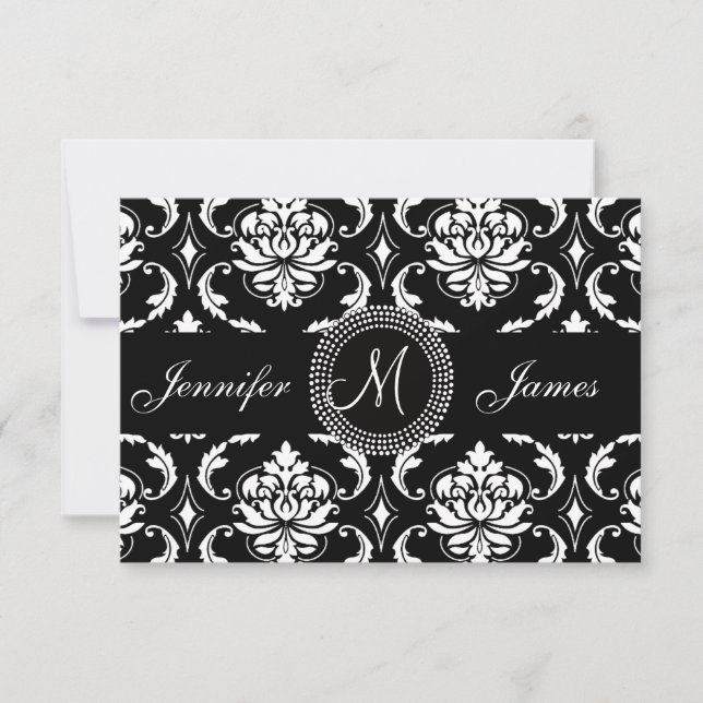 Réception de mariage en damas noir, pour carte car (Devant)
