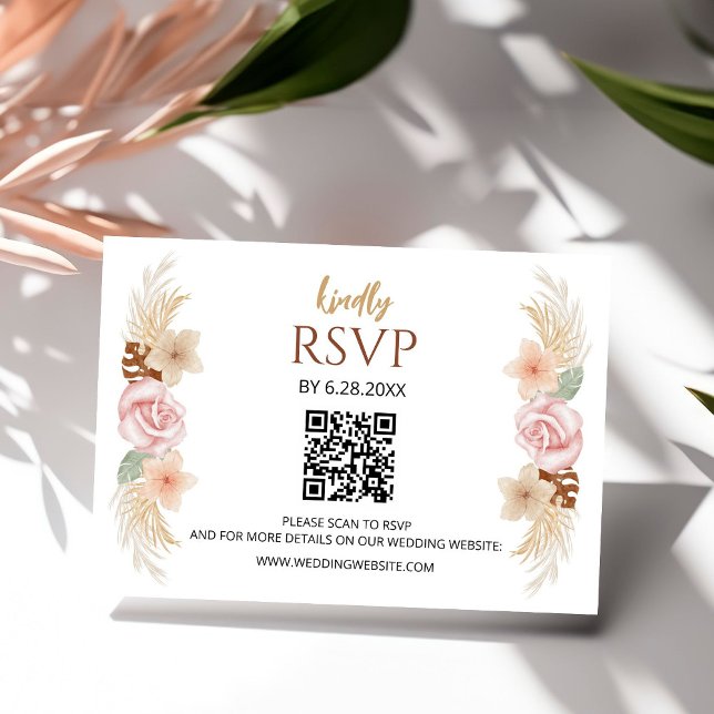 Réception de mariage floral bohème rustique Carte  (Créateur téléchargé)