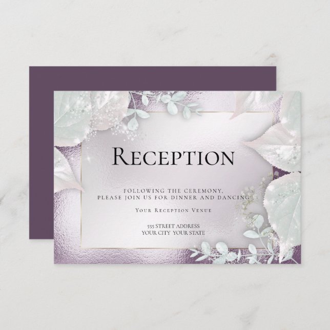 Réception de mariage | Invitation Eggplant Shimmer (Devant / Derrière)