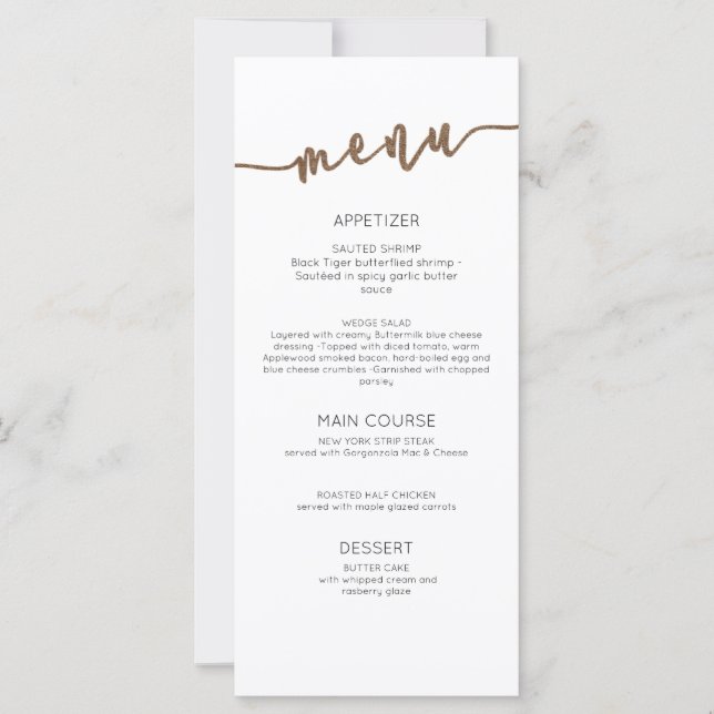 RÉCEPTION DE MARIAGE|MENU|DÎNER DE GALA (Devant)