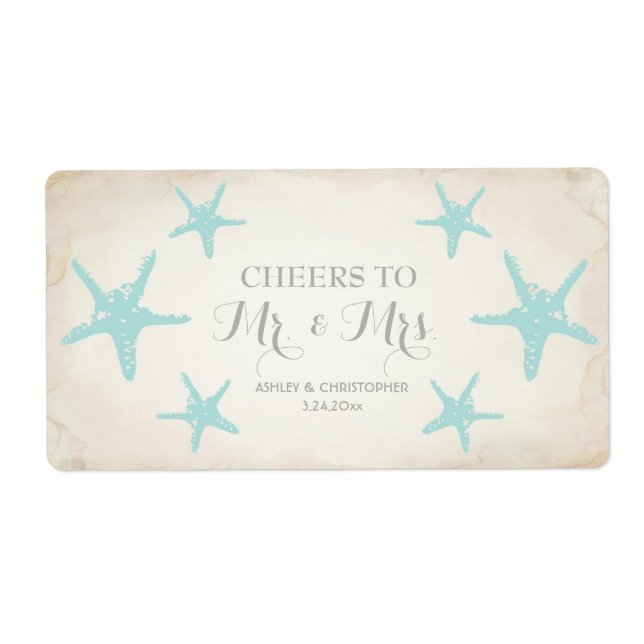 Réception de mariage Mini Champagne Étiquette Star (Devant)