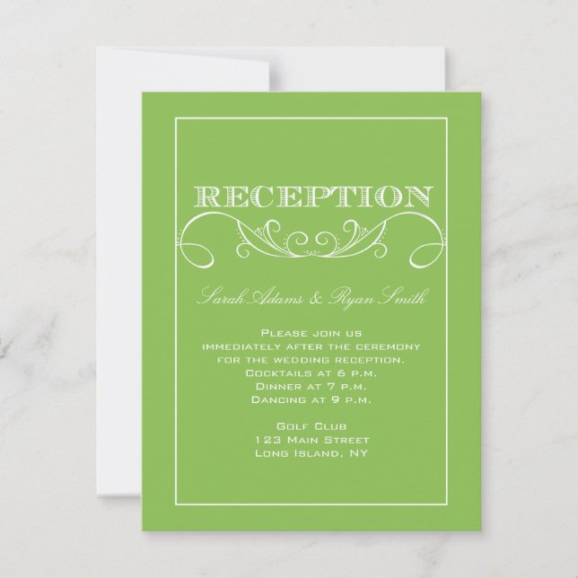Réception de mariage moderne Lime Swirl Invitation (Devant)