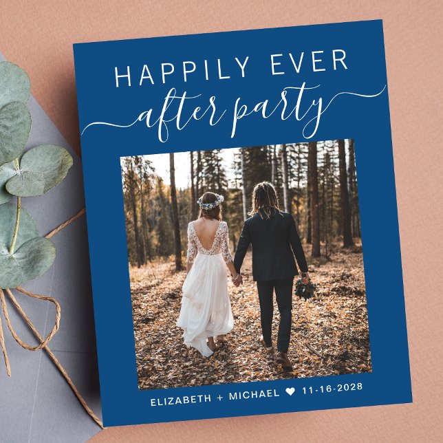 Réception de mariage QR Code Photo Blue Invitation (Your love story deserves a grand celebration!)