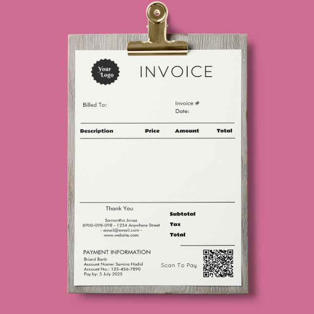 Réception de vente de facture commerciale noire et (Modern Invoice Sales Receipt Small Business)
