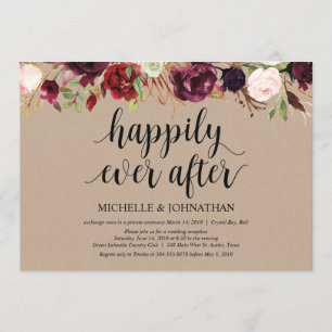 Réception d'Elopement Floral Bourgogne Invitations