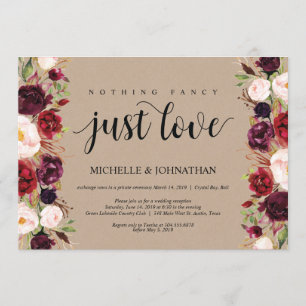 Réception d'Elopement Floral Bourgogne Invitations