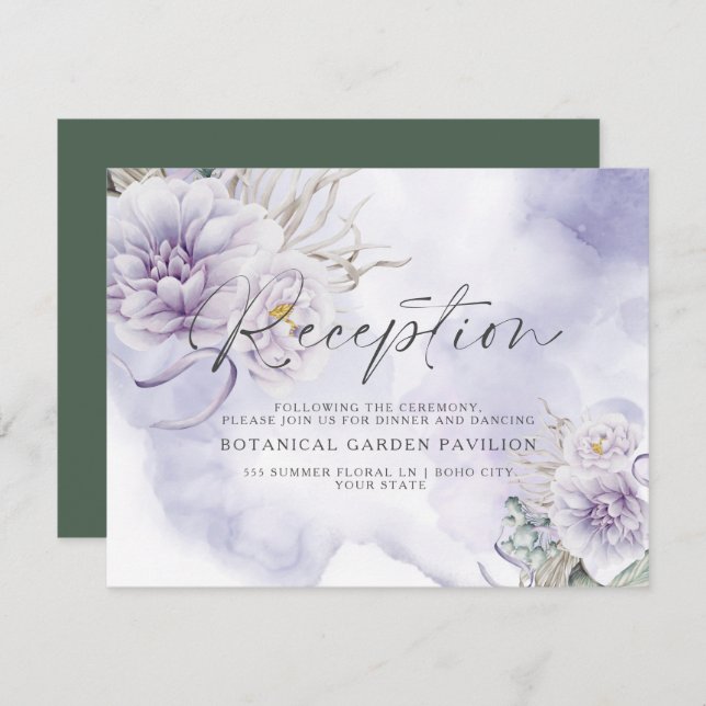 Réception en aquarelle florale de BOHO Very Peri (Devant / Derrière)