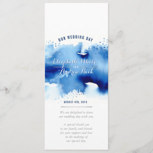 RÉCEPTION MARIAGE MENU aquarelle bleu marine foncé
