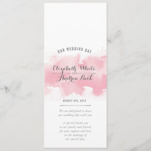RÉCEPTION MARIAGE MENU aquarelle rose pâle gris ro