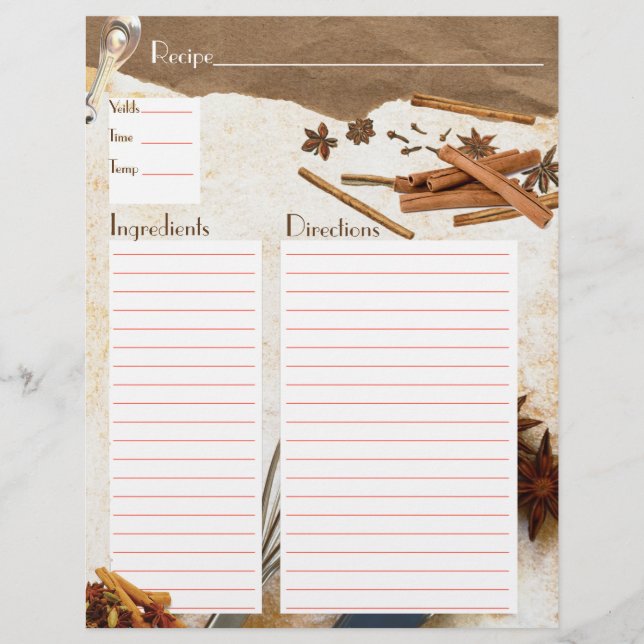 Recette cannelle et épices Insertion (Devant)