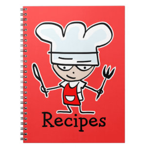 Recette carnet avec mignon dessin animé chef cuisi