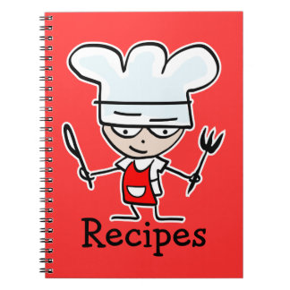 Recette carnet avec mignon dessin animé chef cuisi