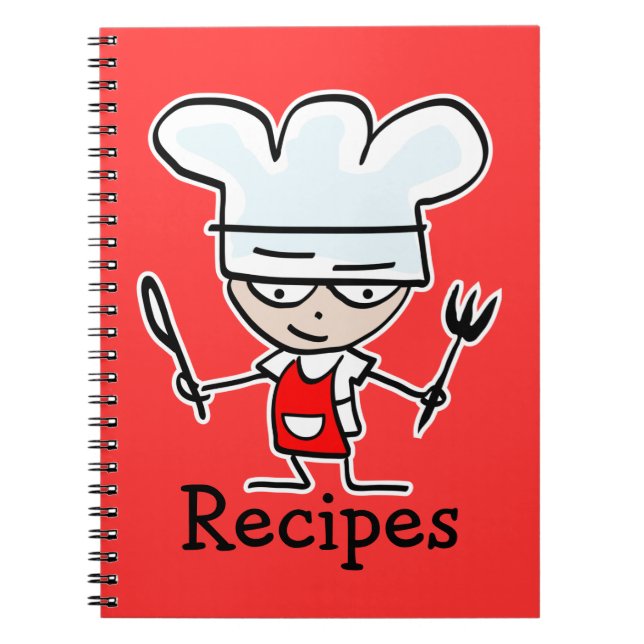 Recette carnet avec mignon dessin animé chef cuisi (Devant)