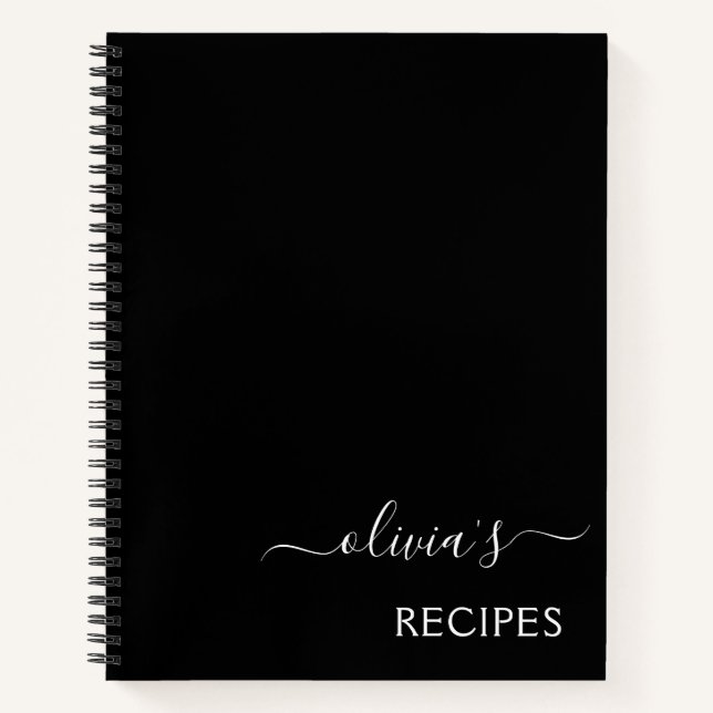 Recette de livre de cuisine Noir Blanc Monogramme (Devant)