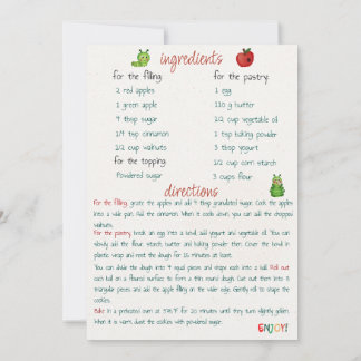 Recette de Noël Apple Cookies Carte de voeux