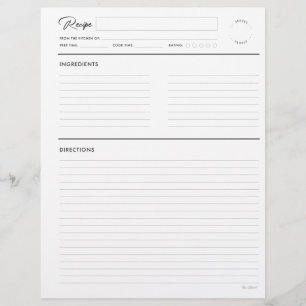 Recette lin avec notes Format Lettre blanche moder