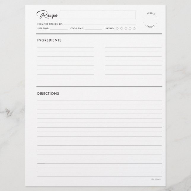 Recette lin avec notes Format Lettre blanche moder (Devant)