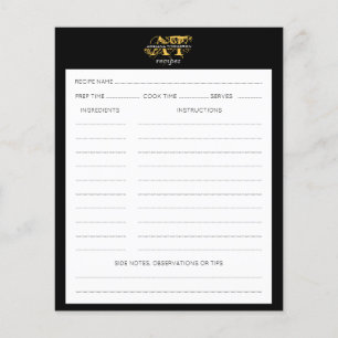 Recette moderne en noir et or noir et or Monogramm
