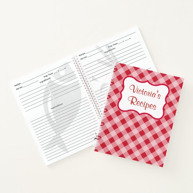 Recette personnalisée rouge Carnet cadeau livre de (Intérieur)