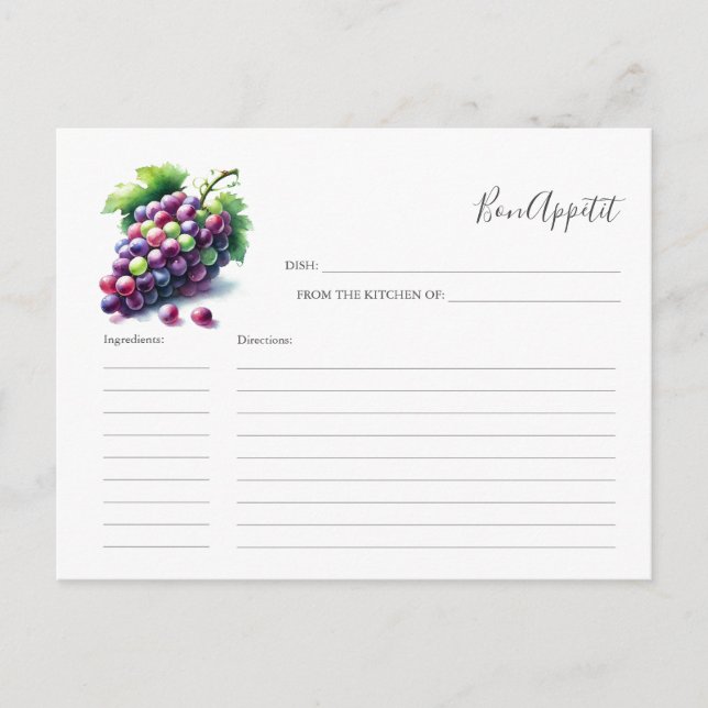 Recette pour le fruit de la carte de recette de ma (Devant)