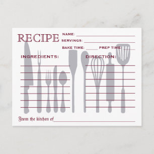 Recette Rétro Outils de cuisine de la carte