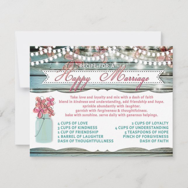 Recette rustique Mason Jar pour une grande carte d (Devant)