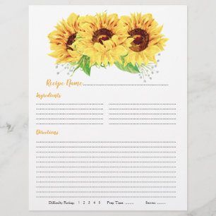 Recettes de Classeur de tournesol jaune Insertions