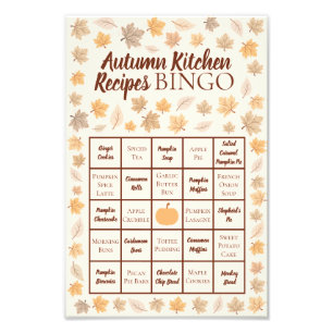Recettes de cuisine d'automne Poster de bingo