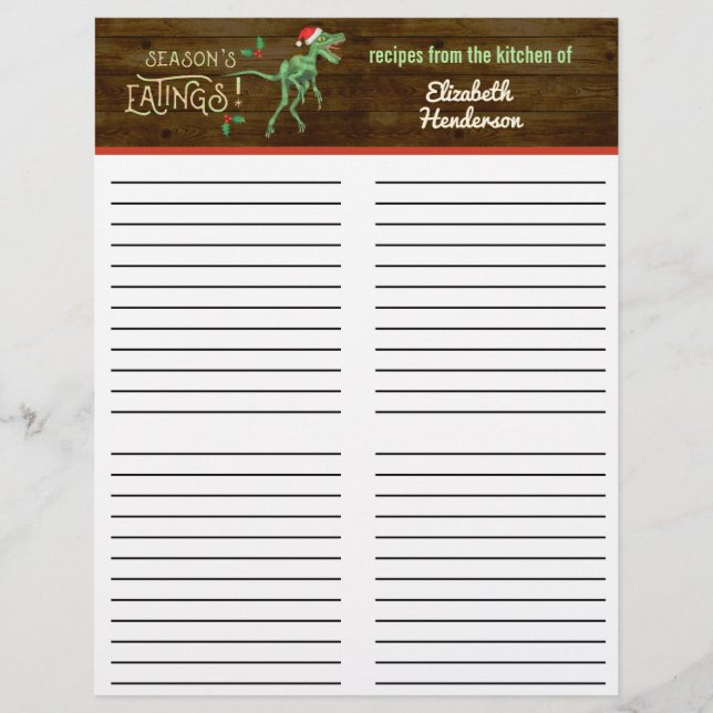 Recettes de dinosaures velociraptor de Noël amusan (Devant)